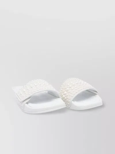 JIMMY CHOO PEARL EMBELLISHED SLIDE SANDALS