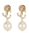 Jimmy Choo Logo-lettering Pearl Earrings In Gold