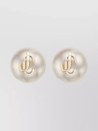 Jimmy Choo Pearl Lobo Earrings Gold-tone Hardware In White