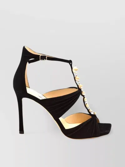 JIMMY CHOO PEARL STRAPPY STILETTO T-BAR SANDALS