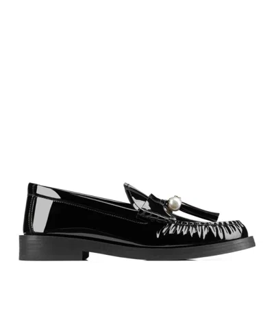 Jimmy Choo Pearl Tassel Flat Loafers In Black