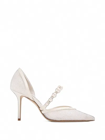 Jimmy Choo Pearl-embellished Lace Pumps In White