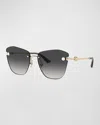 Jimmy Choo Pearly Rimless Metal Butterfly Sunglasses In Grad Grey