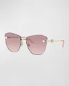 Jimmy Choo Pearly Rimless Metal Butterfly Sunglasses In Light Gold