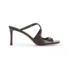 Jimmy Choo Peep-toe Brown Sandals With Crisscross Straps And Comfortable Heel In Brown