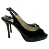 Jimmy Choo Peep-toe Slingback Pumps In Black Patent Leather In Black