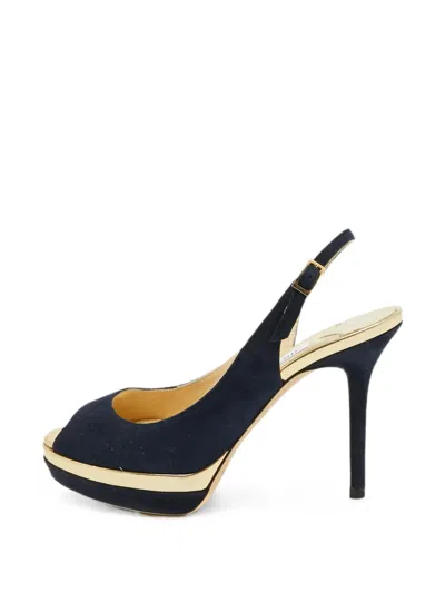 Pre-owned Jimmy Choo Peep-toe Slingback Heeled Pumps In Blue