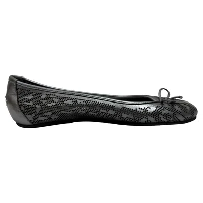 Jimmy Choo Perforated Ballet Flats In Metallic Silver Leather In Black