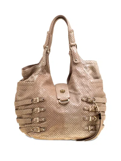 Pre-owned Jimmy Choo Perforated Buckle Bag In Gold