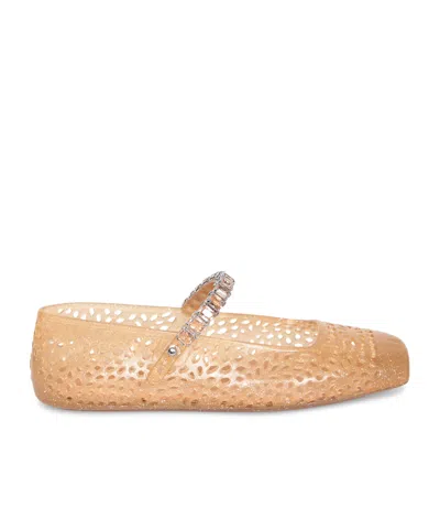 Jimmy Choo Perforated Embellished Ballerina Flats In Silver
