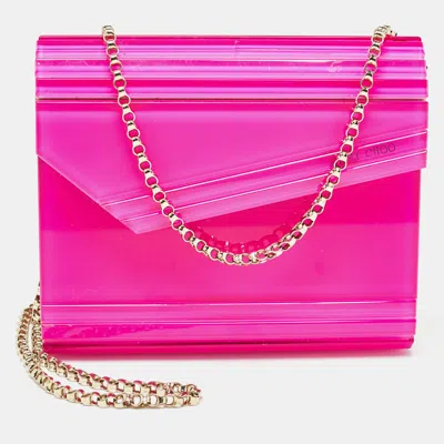 Pre-owned Jimmy Choo Pink Acrylic And Leather Candy Chain Clutch
