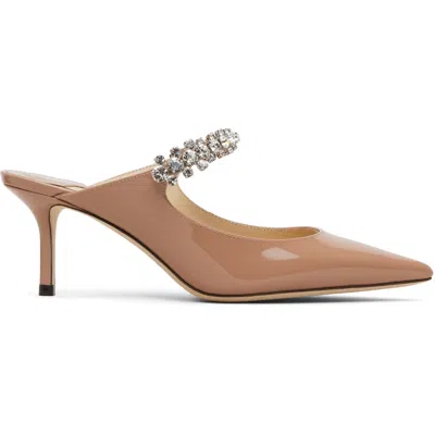 Jimmy Choo Skin Pink Leather Bing 65 Mules In Brown