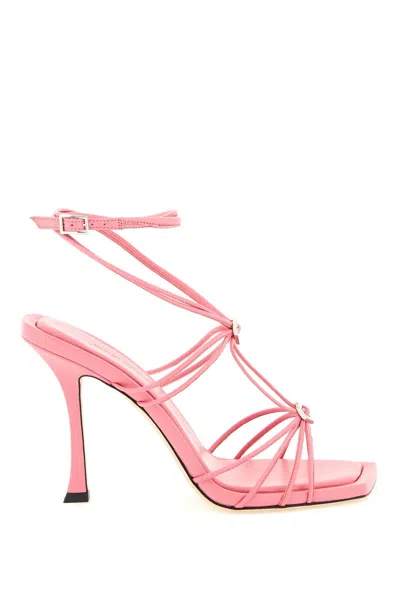 Jimmy Choo Pink Heart Embellished Leather Sandals For Women