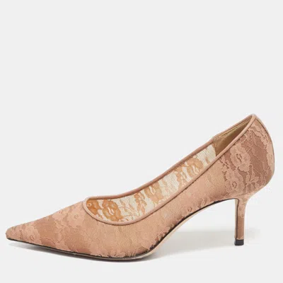 Pre-owned Jimmy Choo Pink Lace And Mesh Love Pumps Size 36