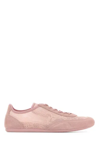 Jimmy Choo Sunny Floral Lace And Suede Trainers In Pink