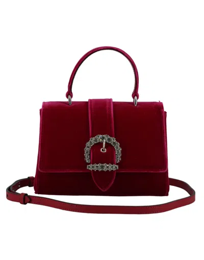 Jimmy Choo Pink Leather And Satin Top Handle Shoulder Bag In Burgundy