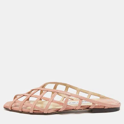 Pre-owned Jimmy Choo Pink Leather Sai Flat Sandals Size 36