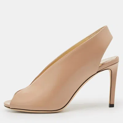 Jimmy Choo Pink Leather Shar Slingback Pumps In Neutral