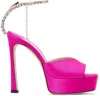 Jimmy Choo Saeda 125 Platform Sandals In Fuchsia/crystal Hone