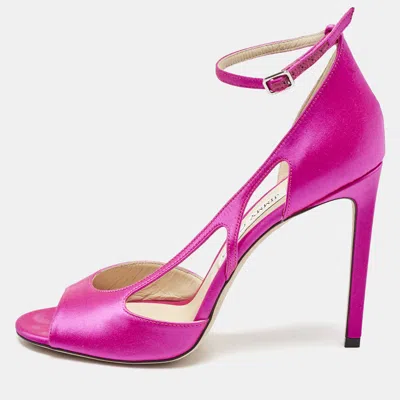 Pre-owned Jimmy Choo Pink Satin Ankle Strap Sandals Size 39