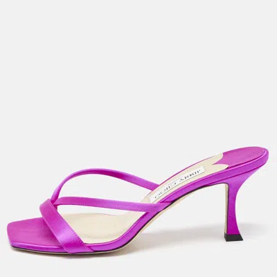 Pre-owned Jimmy Choo Pink Satin Maelie Thong Sandals Size 39.5