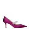 Jimmy Choo Pink Satin Mid Heel Pumps In Purple
