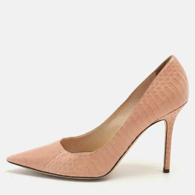 Pre-owned Jimmy Choo Pink Snakeskin Leather Emi Pumps Size 38.5