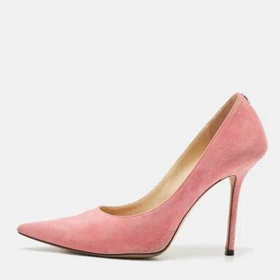 Pre-owned Jimmy Choo Pink Suede Love Pointed Toe Pumps Size 39.5
