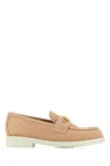 Jimmy Choo Maddie Diamond Suede Loafers In Beige