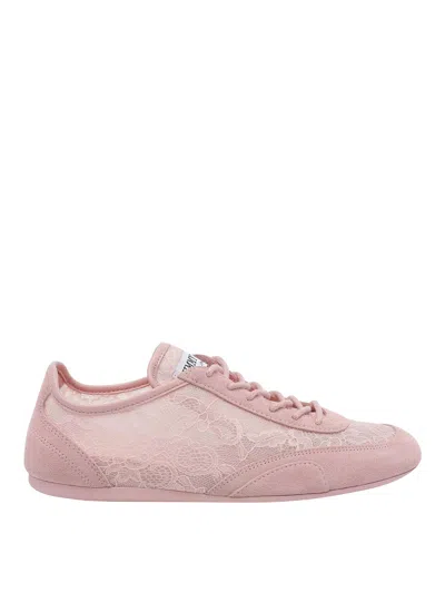 Jimmy Choo Sunny Floral Lace And Suede Trainers In Pink