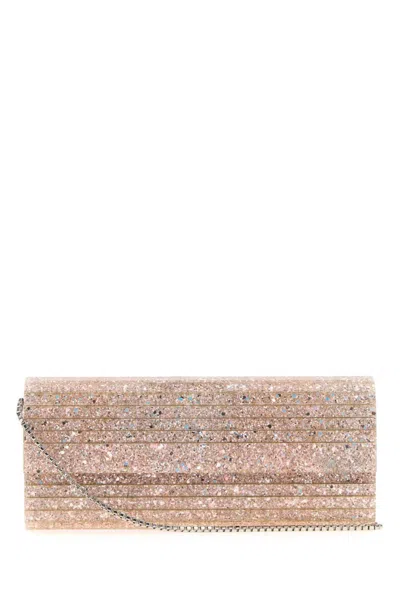Jimmy Choo Pink Sweetie Glitter-ribbed Clutch
