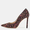 Jimmy Choo Pink/black Lace And Mesh Pointed Toe Pumps In Brown