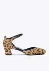 Jimmy Choo Leopard Print Ankle Strap Pumps In Brown