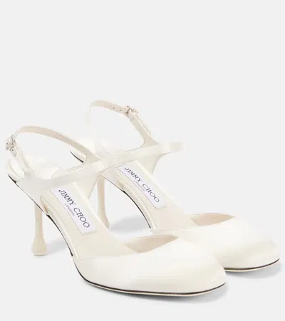 Jimmy Choo Pixie 80 Satin Pumps In White