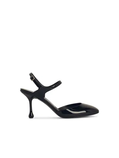 JIMMY CHOO JIMMY CHOO 'PIXIE' BLACK LEATHER SLINGBACKS