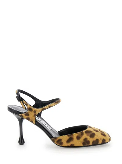 Jimmy Choo 'pixie' Brown Pumps With High Sculpted Heel And All-over Leopard Print In Tech Fabric Woman