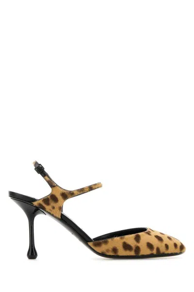 Jimmy Choo 'pixie' Brown Pumps With High Sculpted Heel And All-over Leopard Print In Tech Fabric Woman