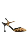 Jimmy Choo Women 'pixie' Brown Pumps With High Sculpted Heel And All-over Leopard Print In Tech Fabr In Brown