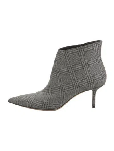 Pre-owned Jimmy Choo Plaid Print Boots In Silver