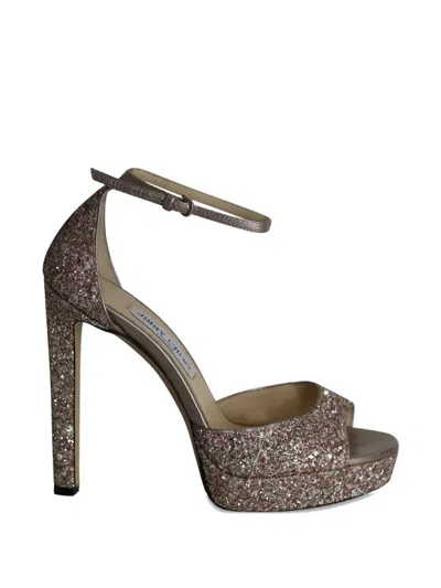 Pre-owned Jimmy Choo Platform Glitter Sandals In Pink