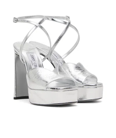 Jimmy Choo Platform High Heel Sandals In Silver