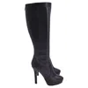 Jimmy Choo Platform Knee-high Boots In Black Leather In Black