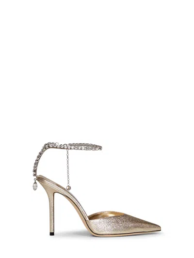 Jimmy Choo Platinum Brilliance Fabric Saeda 100 Pumps In Neutral