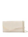 Jimmy Choo Emmie Glitter Leather Clutch Bag In Platino