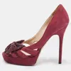 Jimmy Choo Plum Suede Taja Platform Pumps In Red