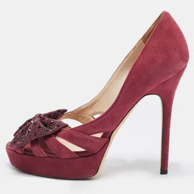 Jimmy Choo Plum Suede Taja Platform Pumps In Multi