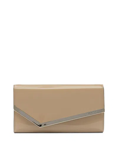 Jimmy Choo Emmie Clutch Bag Envelope Shape Chain In Brown