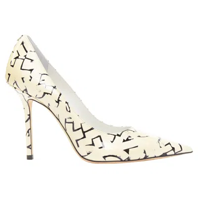 Jimmy Choo Poggy Graphics Pearl Leather Pumps In White