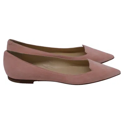JIMMY CHOO POINTED BALLET FLATS IN PINK SUEDE