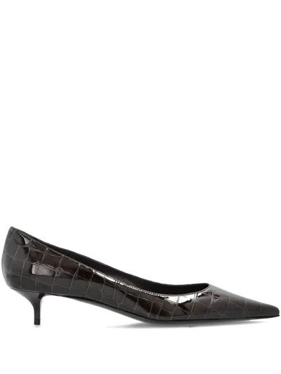 Jimmy Choo Pointed Crocodile-effect Pumps In Brown